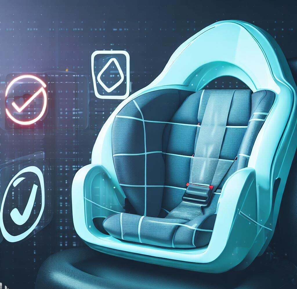  An image of a car seat with a checklist or a safety badge, representing the evolving safety standards and regulations.
